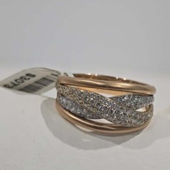 NWT ✅18K YG Diamond Ring Set in Pavé brilliant-cut diamonds, .91ctw SZ 7 ⭐ NEW